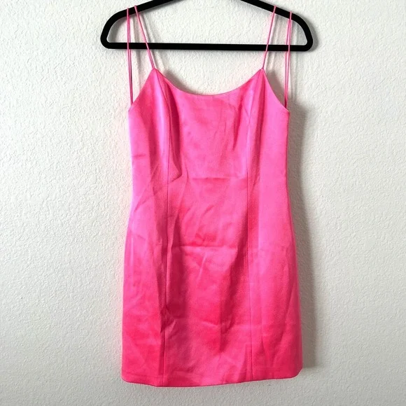 NWT Alice + Olivia Size 6 Nelle Mini Dress in Neon Pink Barbiecore Cocktail Hoco - Picture 1 of 10